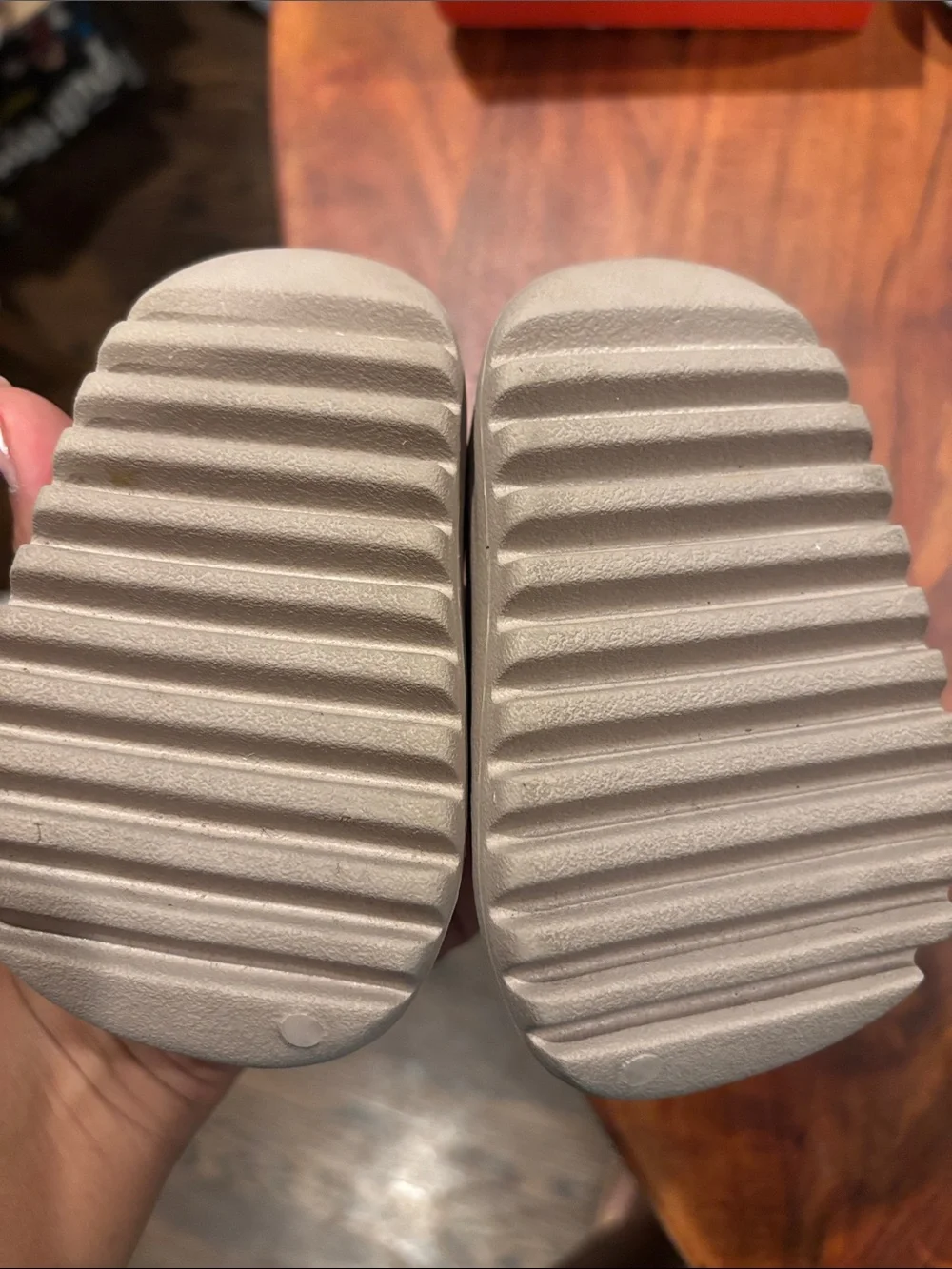 Yeezy Kids Open-Toe Sandal in Light Beige with Back Strap